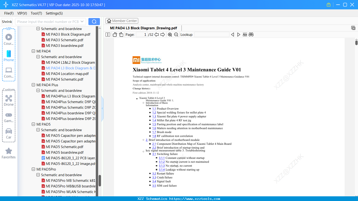 Xiaomi MI PAD4 L3 Block Diagram & Drawing